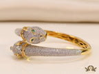 Gold plated cz twin panther openable bracelet