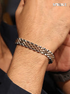 Alphabet R Rose-Gold and Platinum link chain Bracelet