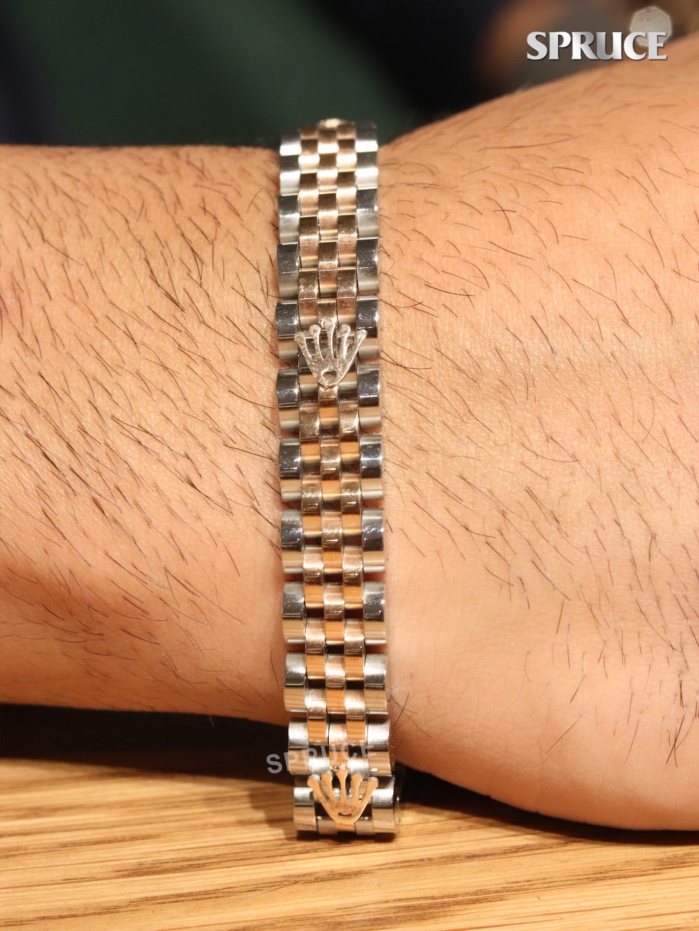 Alphabet R Rose-Gold and Platinum link chain Bracelet