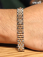 Alphabet R Rose-Gold and Platinum link chain Bracelet