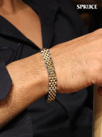 Alphabet R Gold and Platinum link chain Bracelet