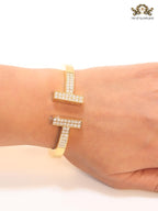 Alphabet T cz and gold bracelet