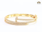 Gold & Cz nail openable bracelet