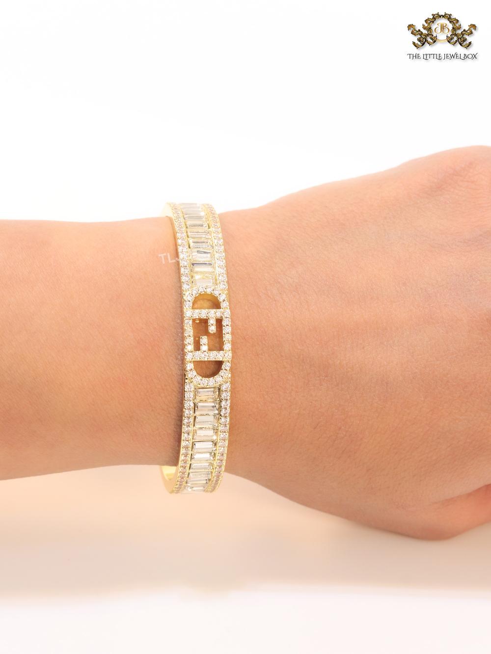 Double F gold and cz bracelet