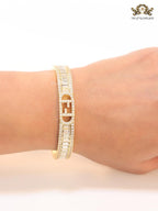 Double F gold and cz bracelet