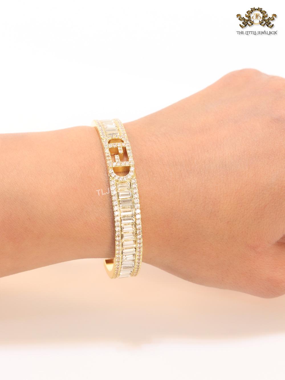 Double F gold and cz bracelet