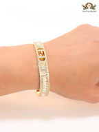 Double F gold and cz bracelet