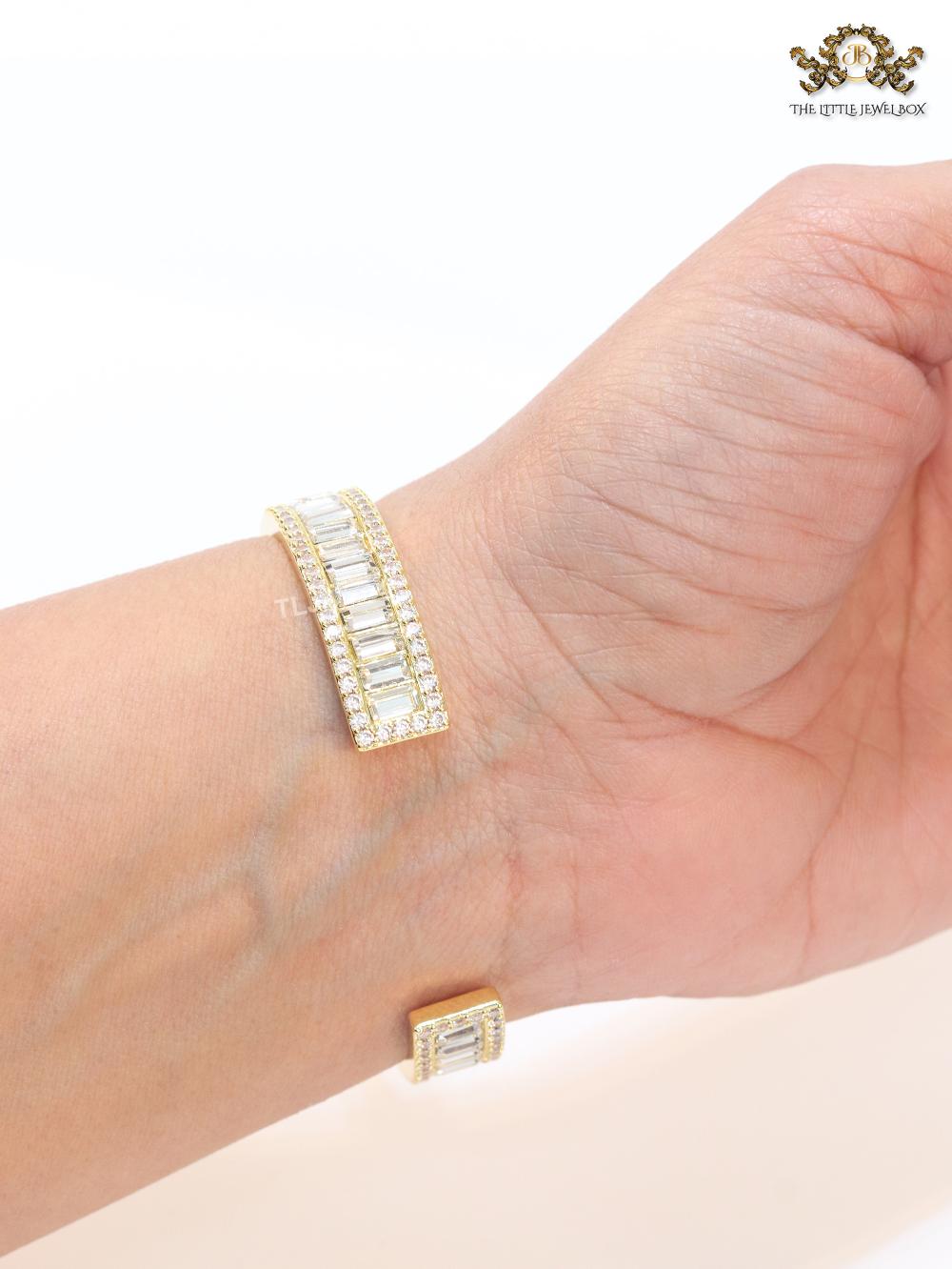 Double F gold and cz bracelet