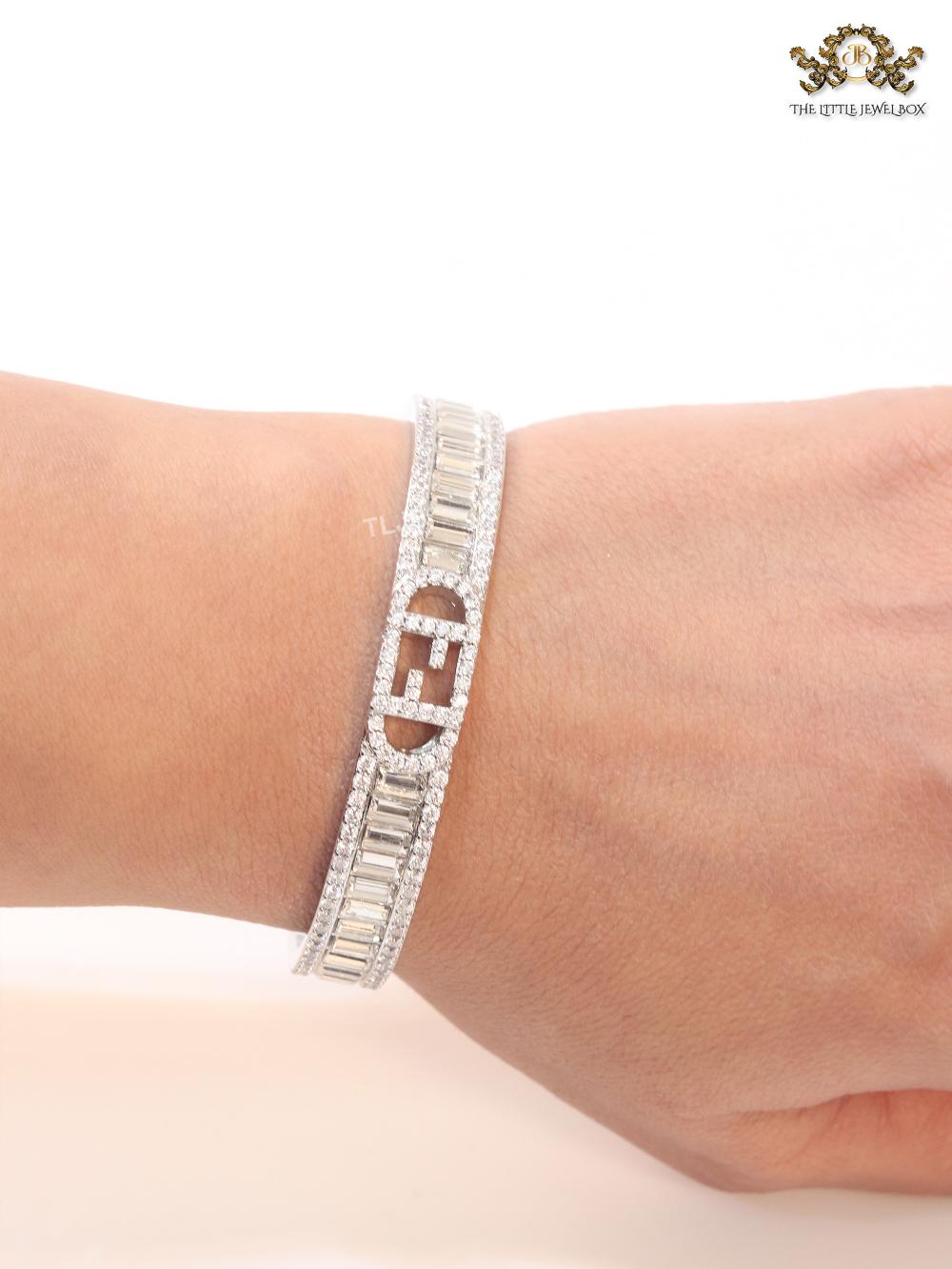 Double F platinum and cz bracelet