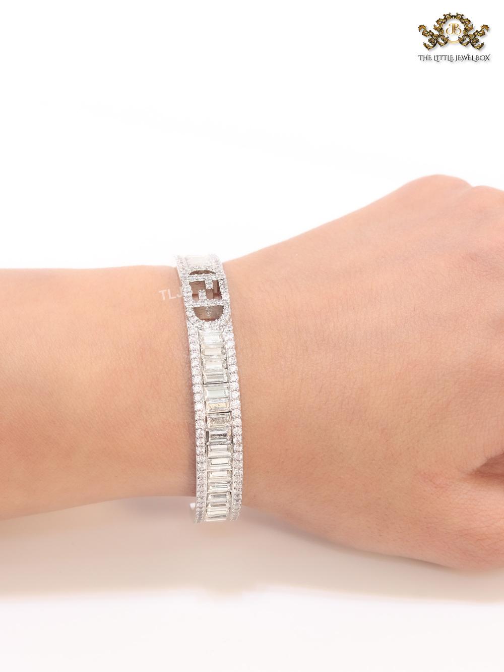Double F platinum and cz bracelet