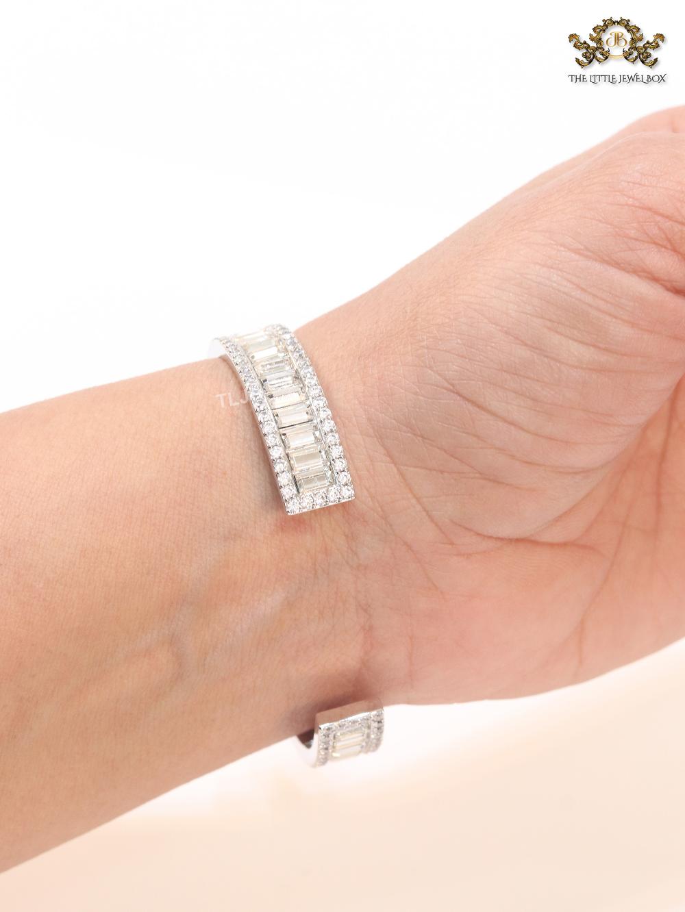 Double F platinum and cz bracelet