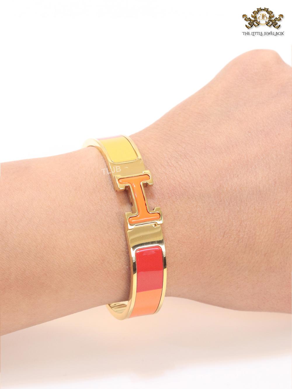 Alphabet H red and orange bracelet