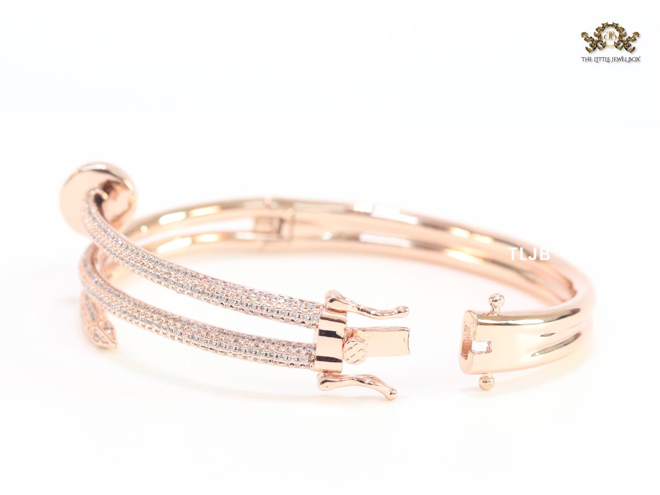 Rose gold & Cz nail openable bracelet