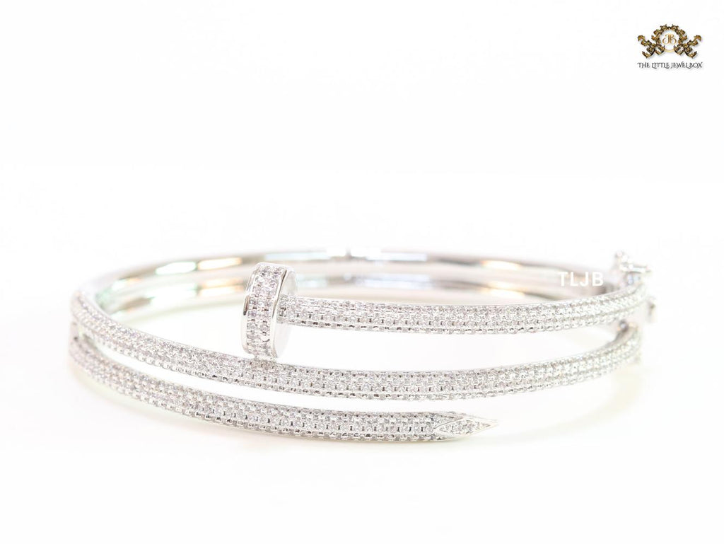 Silver & Cz nail openable bracelet