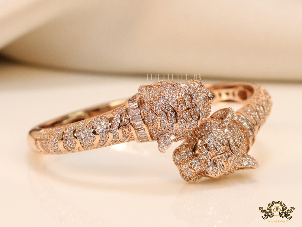 Rose gold cz twin panther bracelet