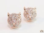 Panther head stud earrings in rose gold and cz