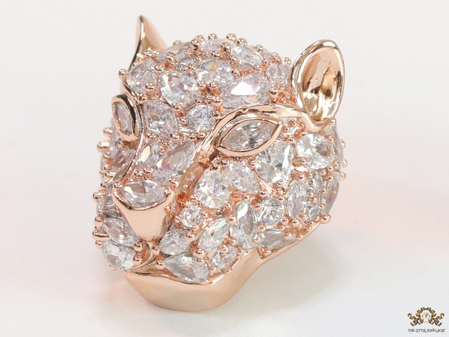 Panther head stud earrings in rose gold and cz