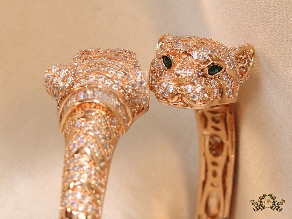 Rose gold cz twin panther bracelet