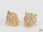 Panther head stud earrings in gold plating and cz