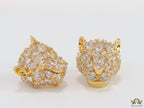 Panther head stud earrings in gold plating and cz