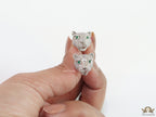 Cz panther stud earrings in platinum finish and emerald green eyes
