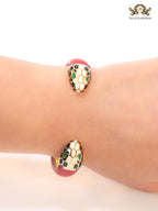 Two snake head red leather bracelet
