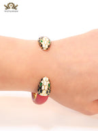 Two snake head red leather bracelet