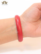 Two snake head red leather bracelet