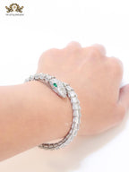 Platinum snake and cz bracelet