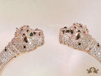 Open rose gold cz twin panther bracelet