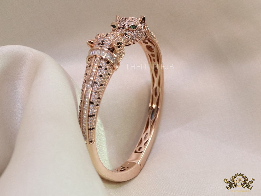 Rose gold cz twin panther bracelet