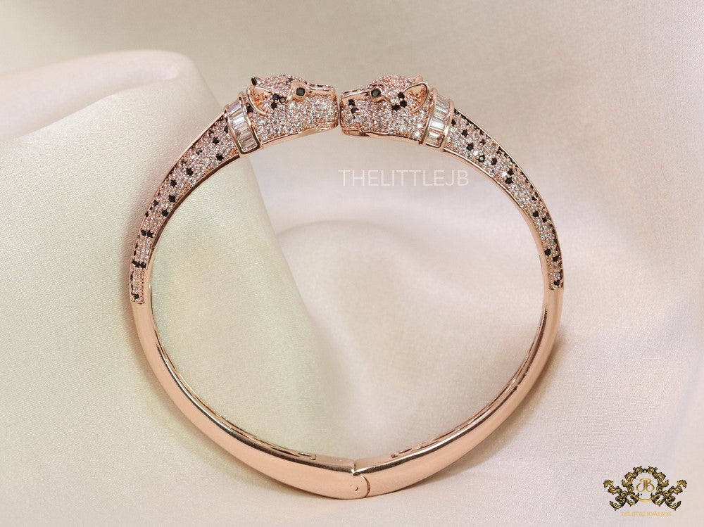 Rose gold cz twin panther bracelet