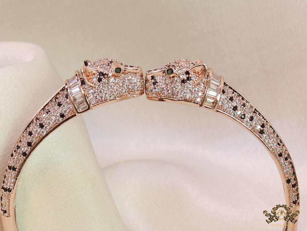 Rose gold cz twin panther bracelet