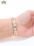 Rose gold clover motif CZ bracelet