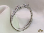 Open platinum cz twin panther bracelet