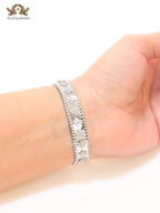 Platinum clover motif CZ bracelet