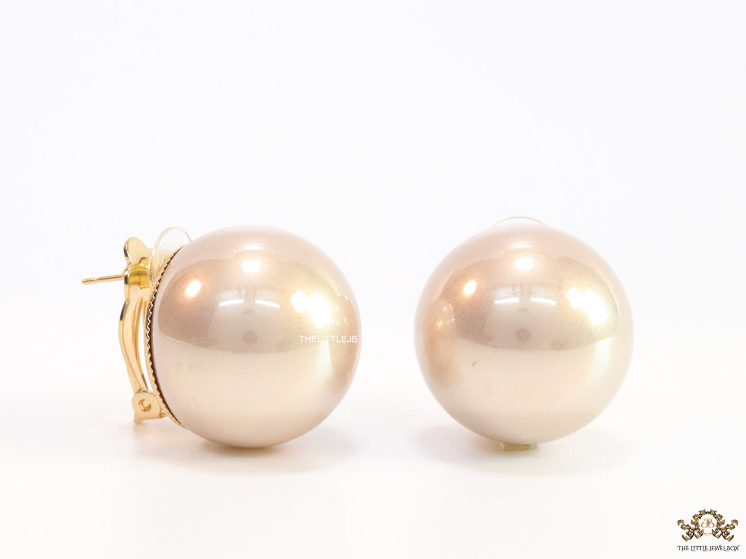25 mm Simple onion peach round pearl studs