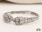 Open platinum cz twin panther bracelet