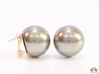 25 mm Simple dark grey round pearl studs
