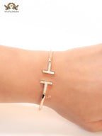 Alphabet T MOP and rose gold sleek bracelet