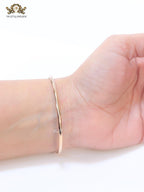Alphabet T Half MOP and CZ rose gold sleek bracelet