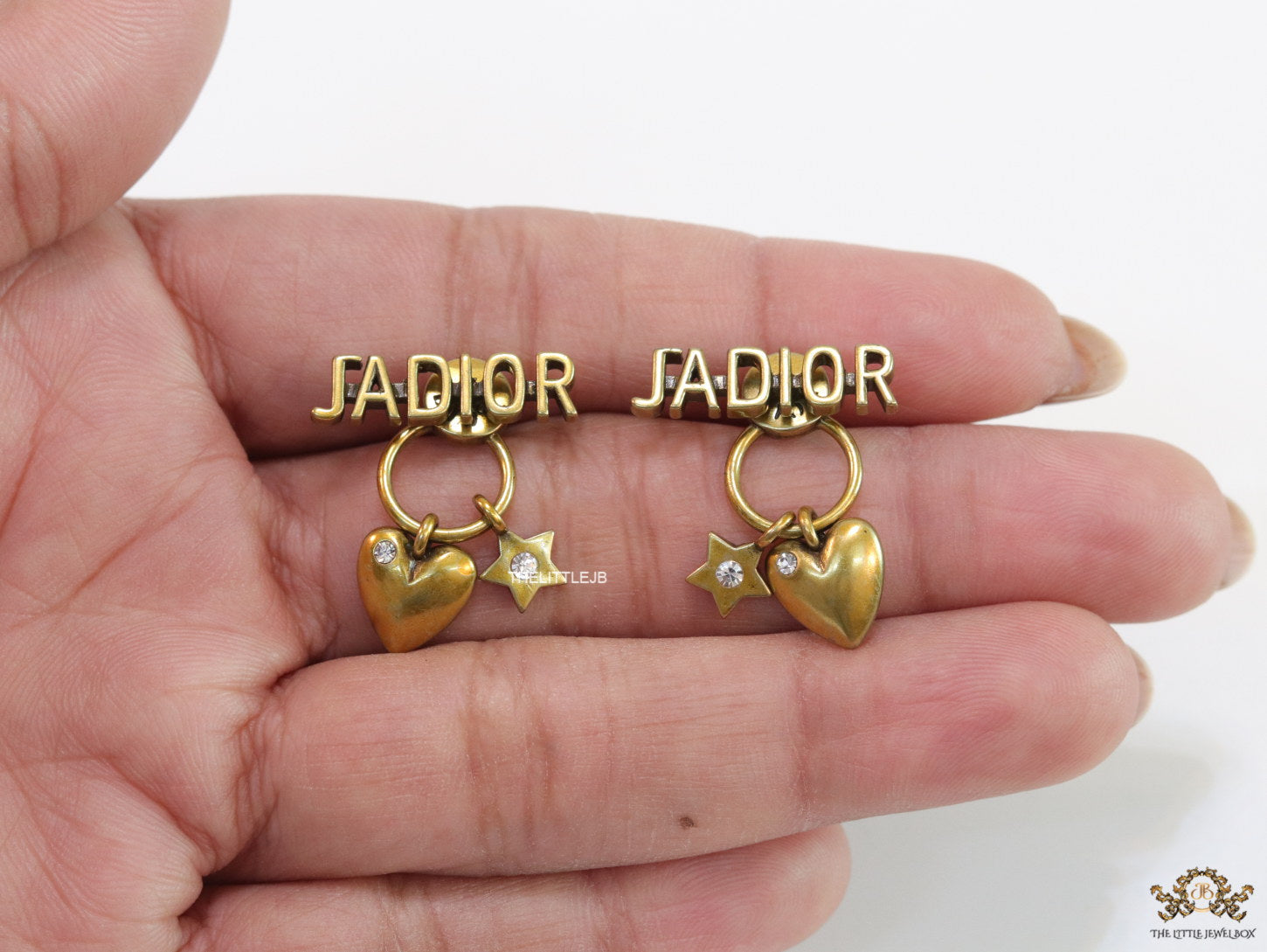 Golden alphabet and charm earrings