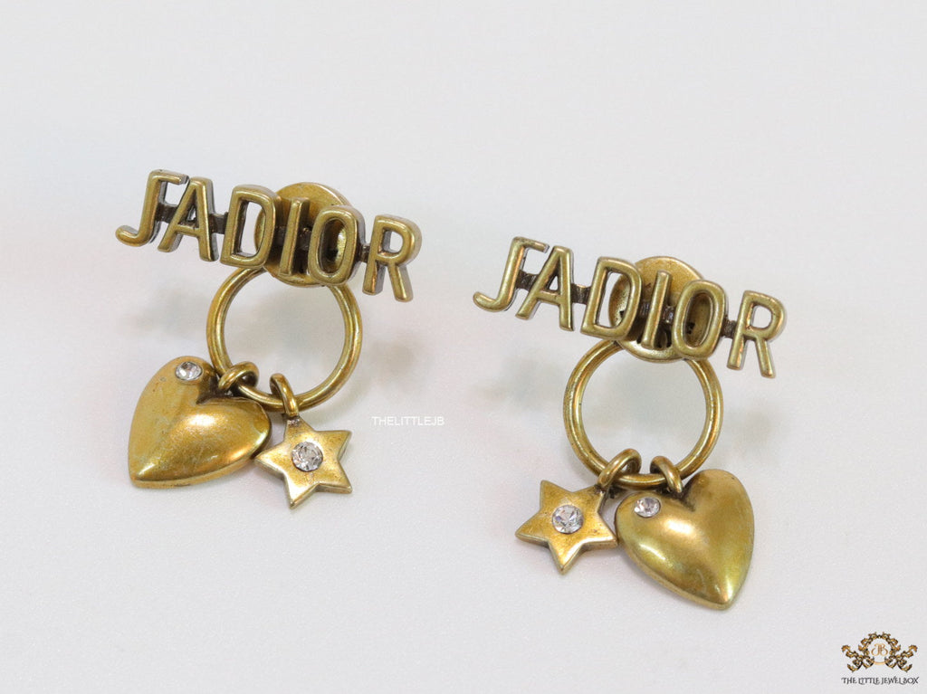 Golden alphabet and charm earrings