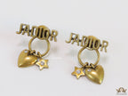 Golden alphabet and charm earrings