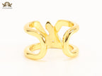 Large cz gold open alphabet L ring