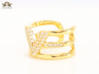 3 layer alphabet V cz band ring
