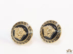Antique Gold plated 3D Medusa motif on black base and golden details studs