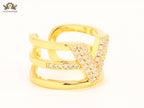 3 layer alphabet V cz band ring