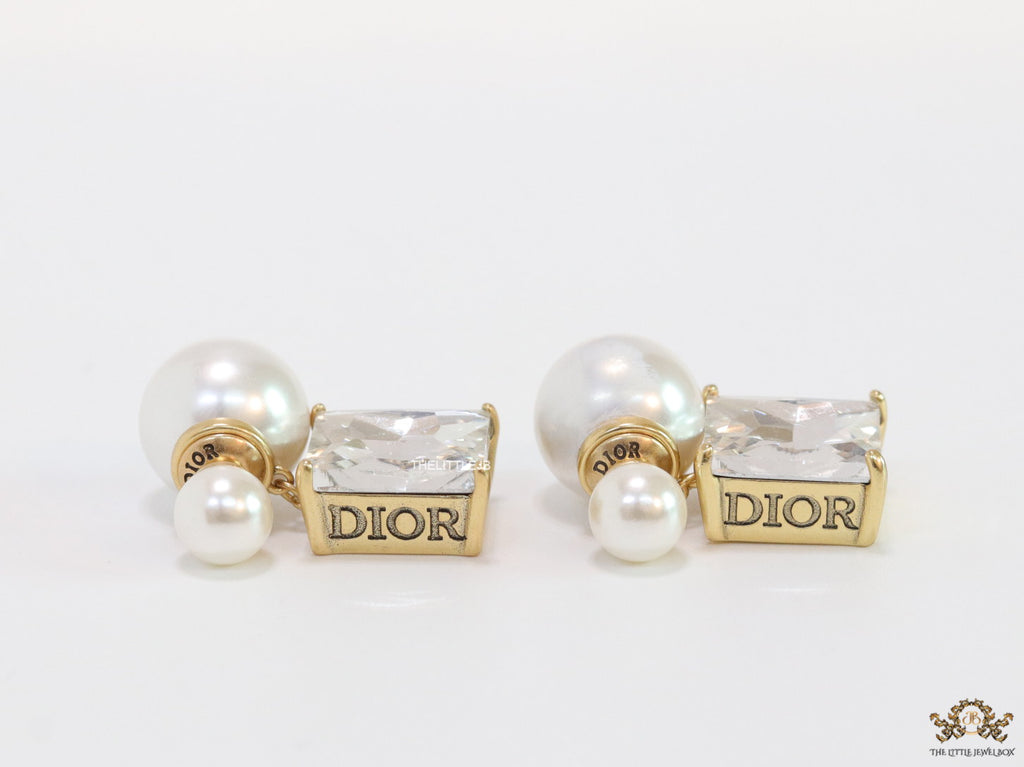 Pearl and cz drop earrings in golden finish with alphabets