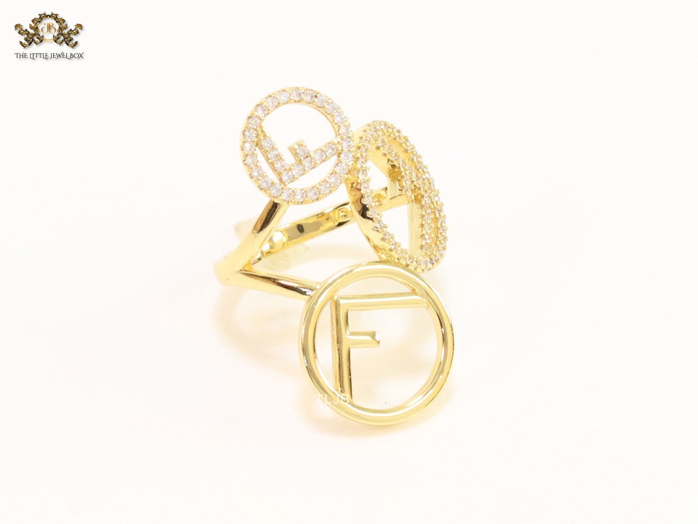 Triple F on a ring with CZ gold plated ring